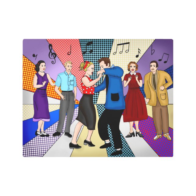 Couple Dancing  | Retro Nostalgic 1950's   Metal Print (Front)