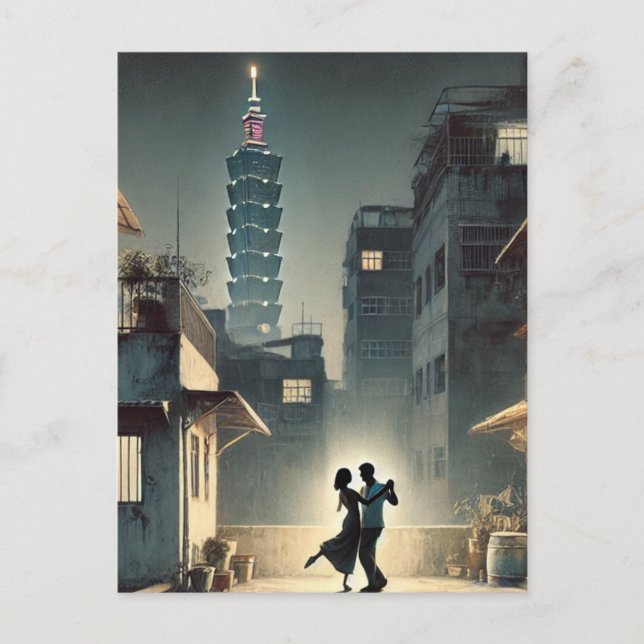 Couple Dancing with Taipei 101 in the background Postcard (Front)