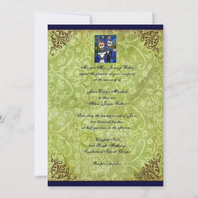Couple Day of the Dead Wedding Invitation (Front)