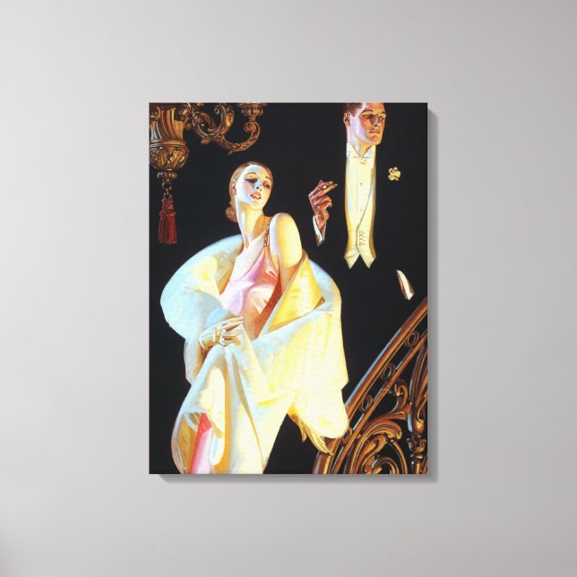 Couple Descending Staircase, 1923 by Leyendecker Canvas Print (Front)