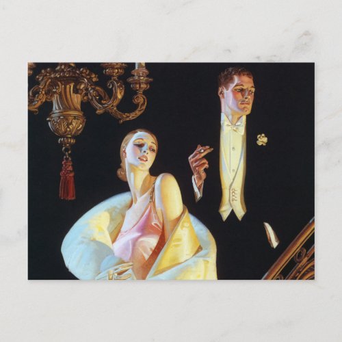 Couple Descending Staircase 1923 by Leyendecker Postcard