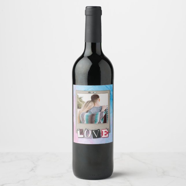Couple Design cute  Wine Label (Front)