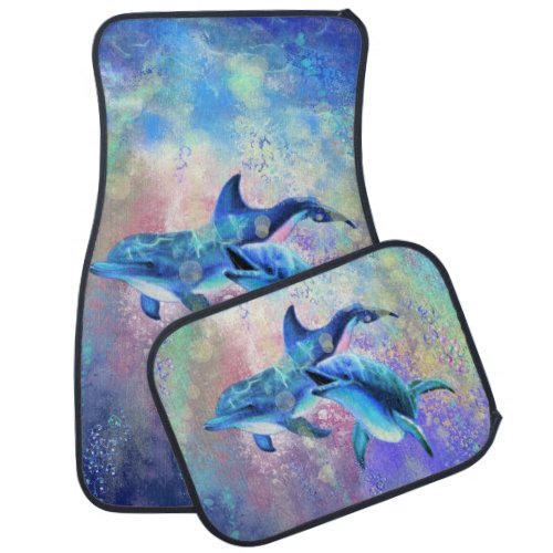 Couple Dolphin Car Floor Mat Happy Family