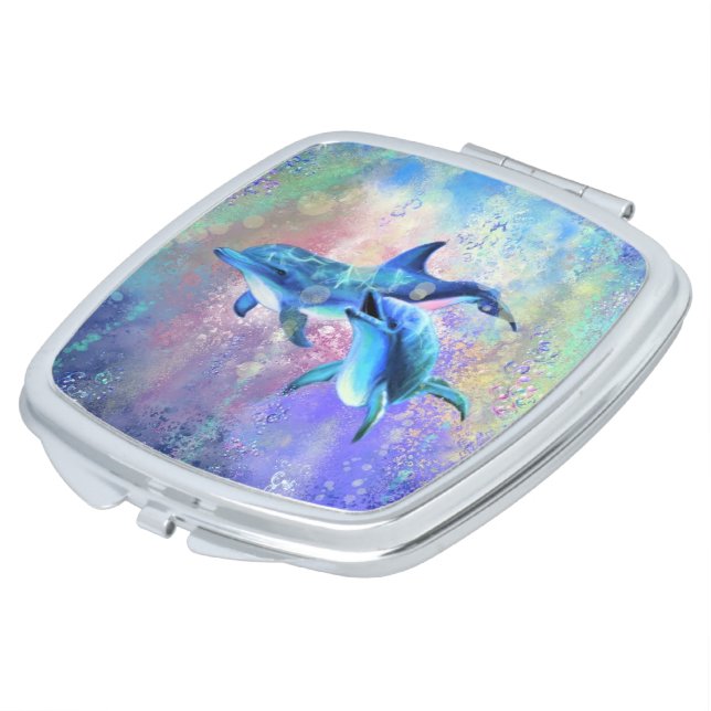 Couple Dolphin Compact Mirror (Turned)