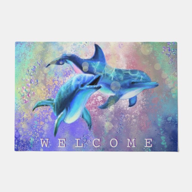 Couple Dolphin Doormat Welcome (Front)