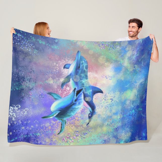 Couple Dolphin Fleece Blanket (In Situ)