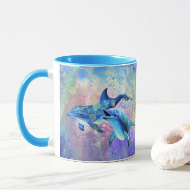 Couple Dolphin Mug Happy Family (With Donut)