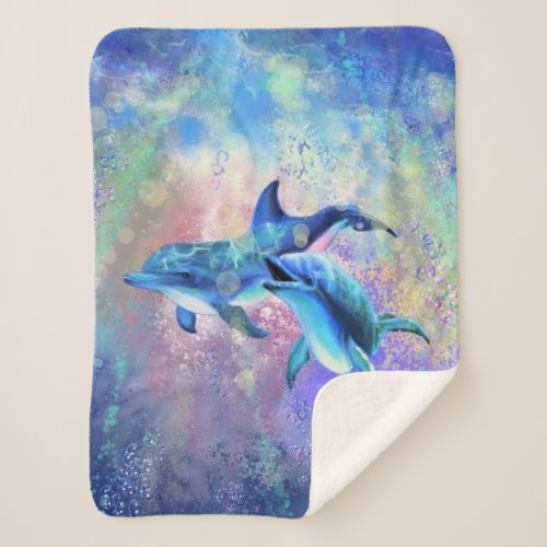 Couple Dolphin Sherpa Blanket