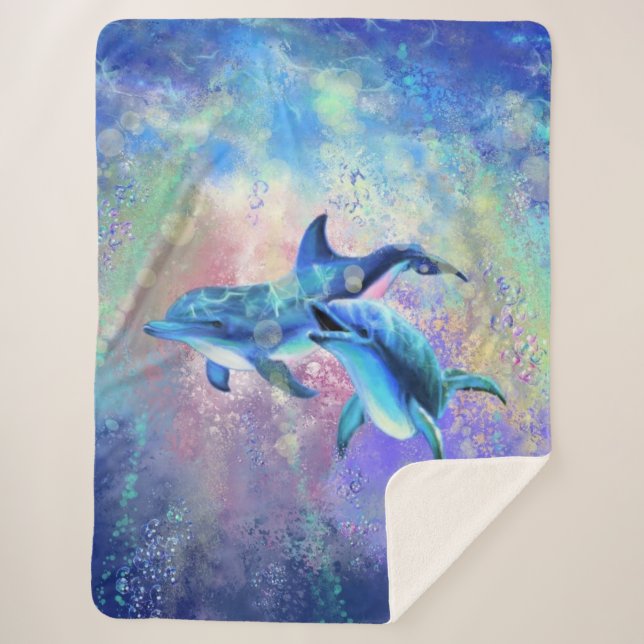 Couple Dolphin Sherpa Blanket (Front)