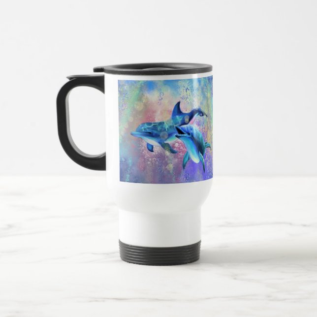 Couple Dolphin Travel Mug (Left)