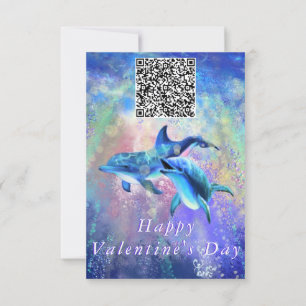 Couple Dolphin Valentine's Day Card Your QR Code