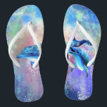 Couple Dolphins Flip Flops<br><div class="desc">Dolphins Flip Flops - MIGNED Painting Design</div>
