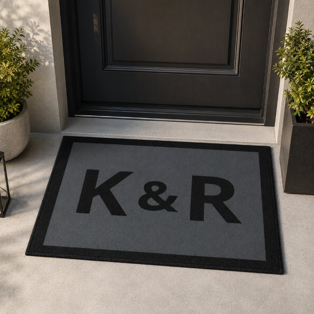 Couple Doormat | Monogram Initials Front Door Mat (Personalized monogram doormat with couple initials for a modern front door welcome.)