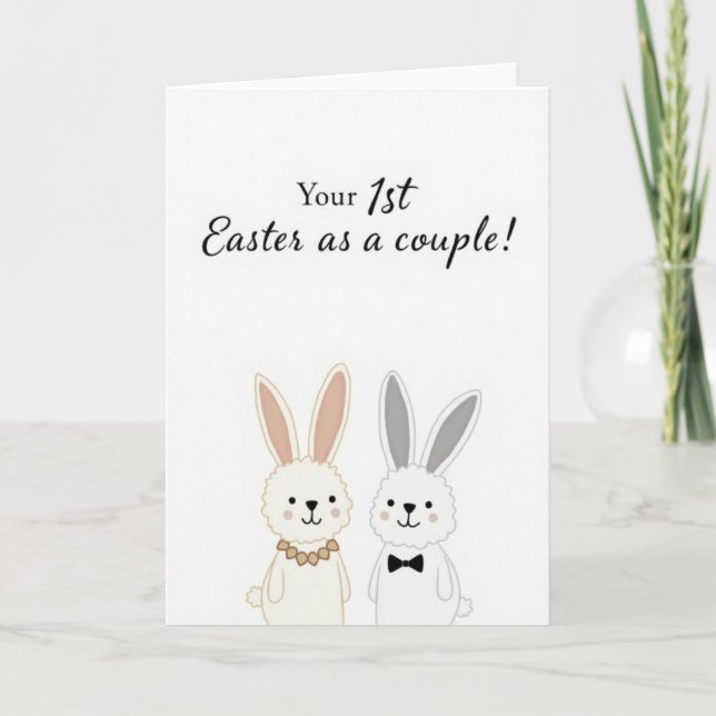 Couple Easter Rabbit Pattern Card (Front)