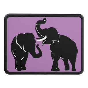 Couple Elephant Hitch Cover Custom Color