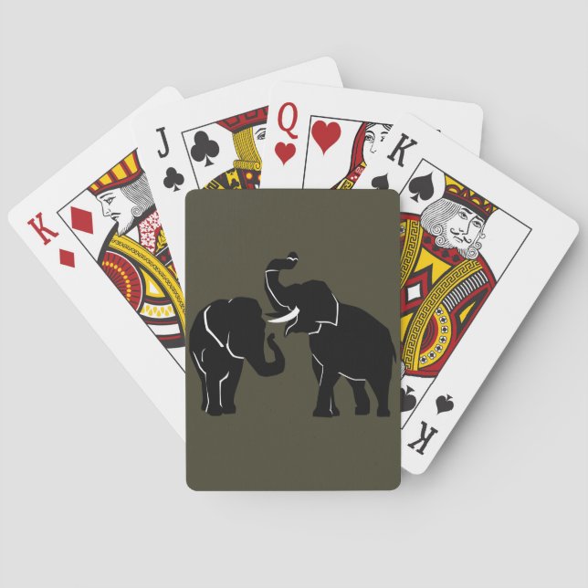 Couple Elephant Playing Cards - Choose Color (Back)