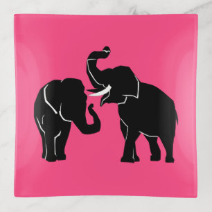 Couple Elephant Trinket Tray Pink or Choose Color