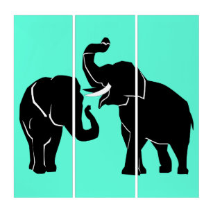 Couple Elephant Triptych - Custom Colors