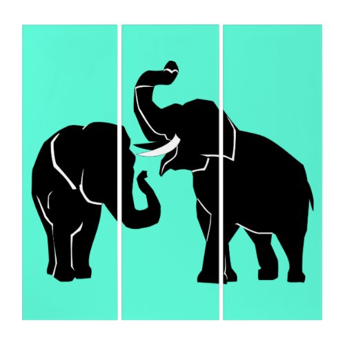 Couple Elephant Triptych _ Custom Colors