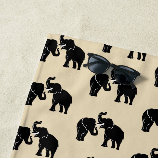 Couple Elephants Beach Towel - Custom Color (In Situ)