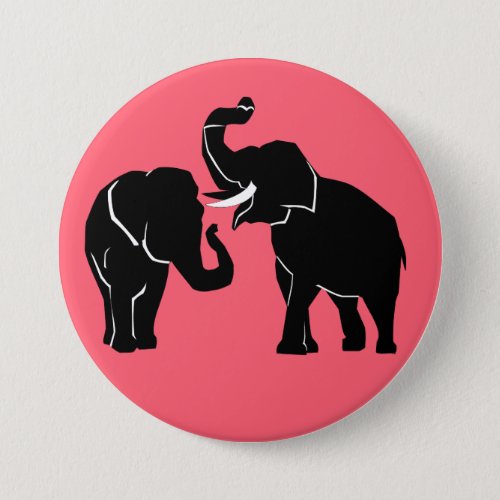 Couple Elephants Pink Button _ Choose Color