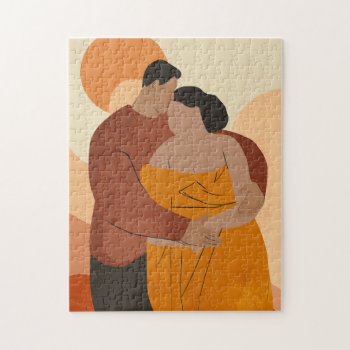 Couple Embracing Abstract Art Jigsaw Puzzle by Ilze_Lucero_Photo at Zazzle