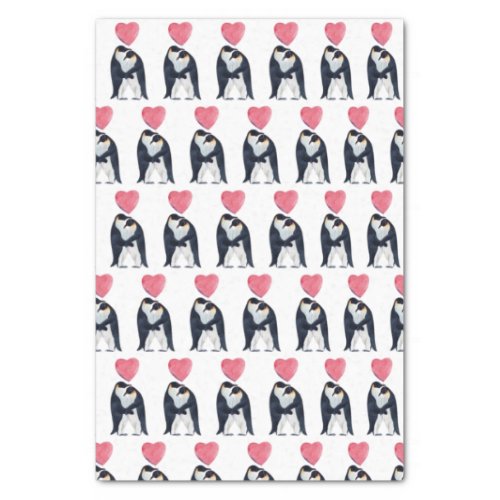 Couple Emperor Penguin Heart  Tissue Paper