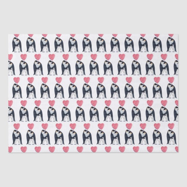 Couple Emperor Penguin Heart  Tissue Paper (Front)