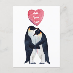 Couple Emperor Penguins Heart Personalized Postcard