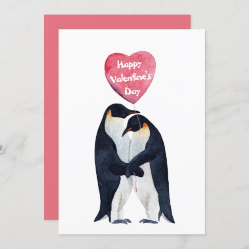 Couple Emperor Penguins Valentineâs Day  Card