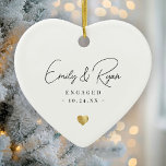 Couple Engagement Announcement Gold Heart Keepsake Ceramic Ornament<br><div class="desc">Celebrate their love with a touch of elegance! This keepsake ornament features a custom gold heart—perfect for marking an engagement or wedding. A timeless way to remember their big day!</div>