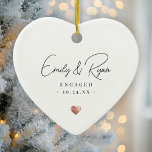 Couple Engagement First Christmas Rose Gold Heart Ceramic Ornament<br><div class="desc">Celebrate their love with a touch of elegance! This keepsake ornament features a custom rose gold heart—perfect for marking an engagement or wedding. A timeless way to remember their big day!</div>