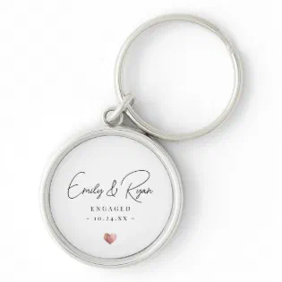 Couple Engagement Rose Gold Heart Keepsake Keychain