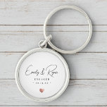 Couple Engagement Rose Gold Heart Keepsake Keychain<br><div class="desc">Celebrate your love with our Couple Engagement Rose Gold Heart keychain! Add custom text for a perfect keepsake!</div>