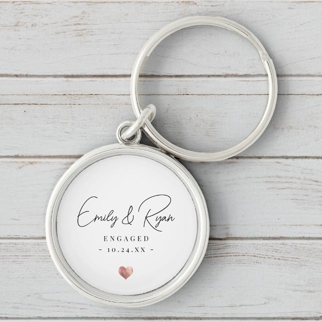 Couple Engagement Rose Gold Heart Keepsake Keychain (Creator Uploaded)