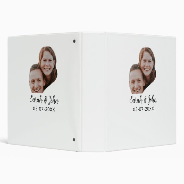 Couple face photo add name date simple wedding  3 ring binder (Background)