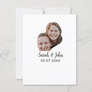 Couple face photo add name date simple wedding postcard