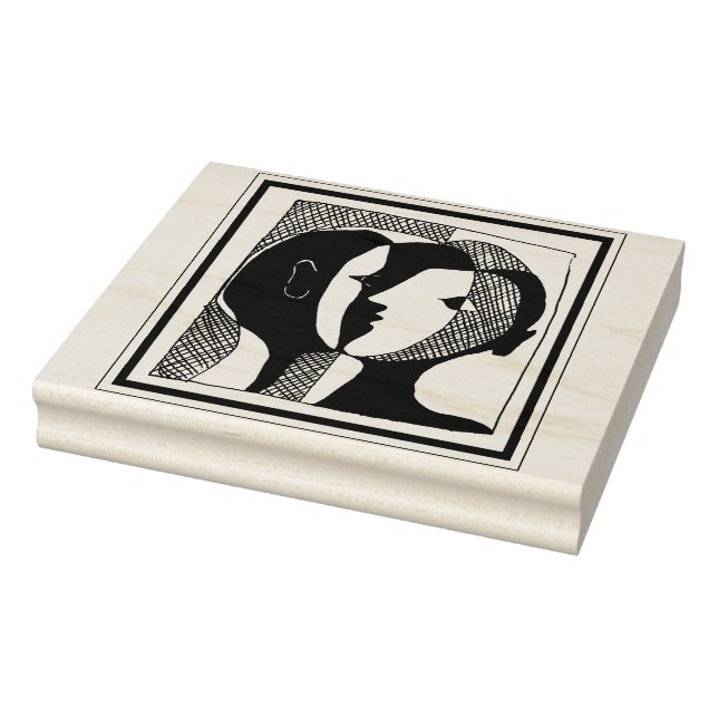 Couple Faces Rubber Design Stamp (Stamp)