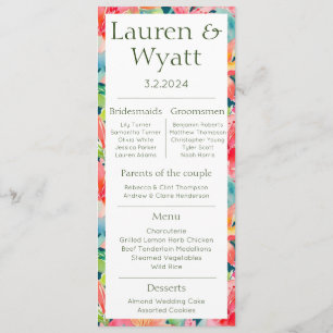 Couple Facts Tropical Wedding Program & Menu