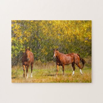 Couple Fall Horses Jigsaw Puzzle by PattiJAdkins at Zazzle