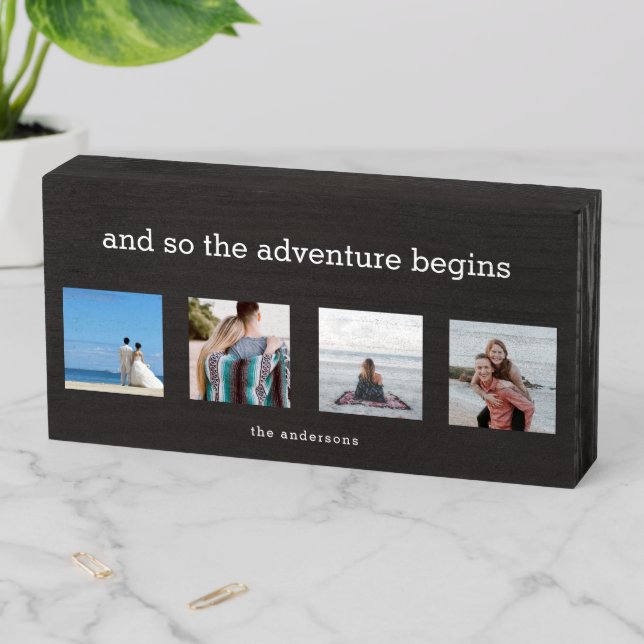 Couple Family Photo Collage Wooden Box Sign (In Situ Horizontal)