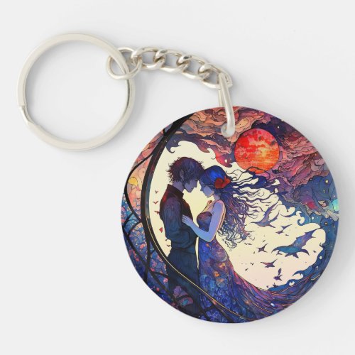 Couple Faux Stained Glass Acrylic Keychain