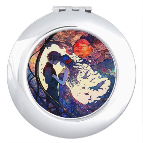 Couple Faux Stained Glass compact mirror