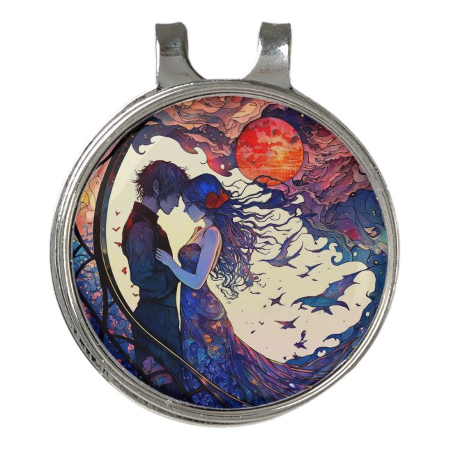 Couple Faux Stained Glass Hat Clip (Front)