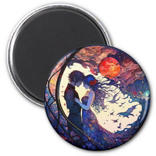Couple Faux Stained Glass Magnet