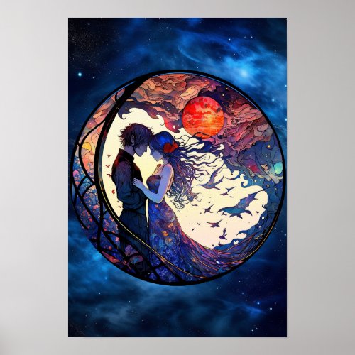 Couple Faux Stained Glass Poster
