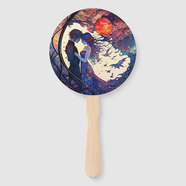 Couple Faux Stained Glass Set of Fans (Back)