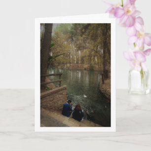 Couple Feeding Ducks in San Vicente Park Card