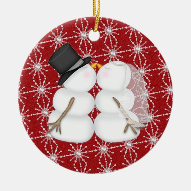 Couple First Christmas Ceramic Ornament (Front)
