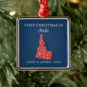 Couple First Christmas In Idaho USA State Metal Ornament